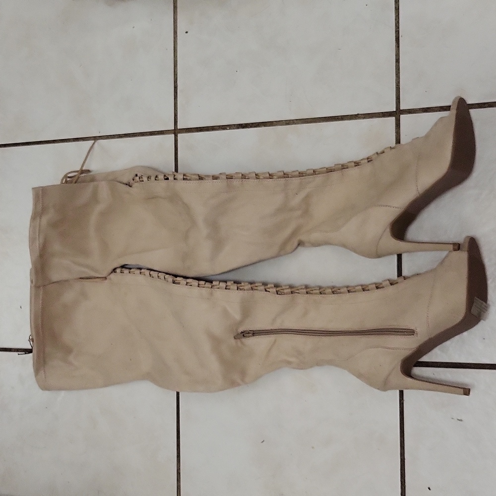 Brand New REVAMPED FAUX SUEDE THIGH-HI BOOTS-7